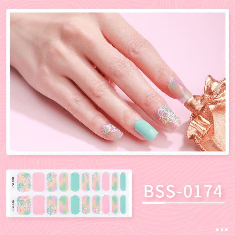 image-Cross-border 2023 European and American Gel Nail Sticker Waterproof 3D Bronzing Flower UV Phototherapy Semi-curing Nail Sticker Wholesale
