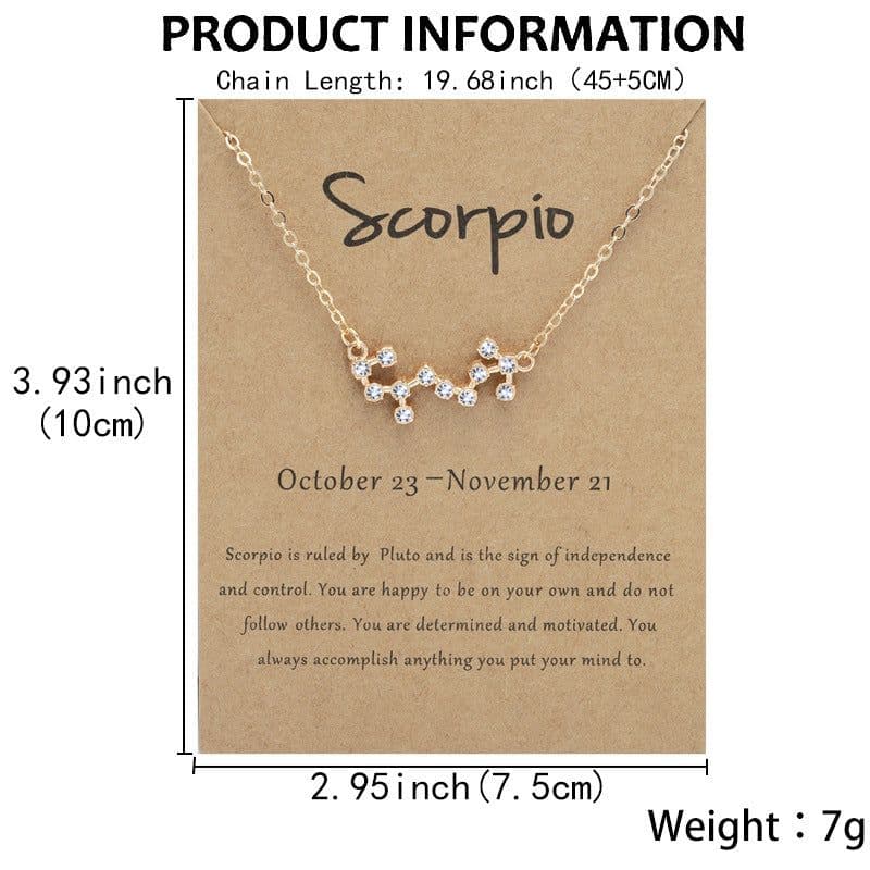 image-Yulu 12-Constellation Diamond Necklace Alloy Clavicle Chain - Brown