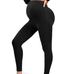 image-Seamless Maternity Leggings - High Waist Black Nylon