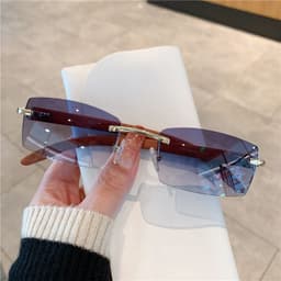image-Spot wholesale fashion sunglasses European and American cross-border men's and women's frameless imitation wood grain temples sunglasses sunglasses
