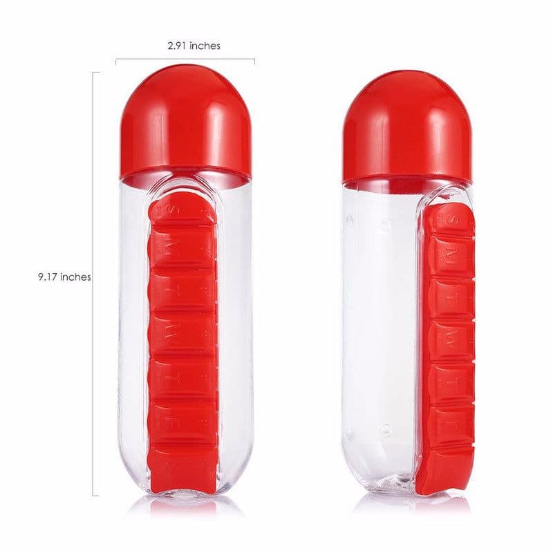 image-Multifunctional two-in-one creative water cup medicine box 7-day medicine box 7 compartments outdoor portable convenient water bottle medicine box cup