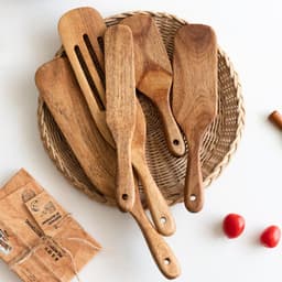 image-Acacia Wood Spatula Set 5-Piece - High Temp