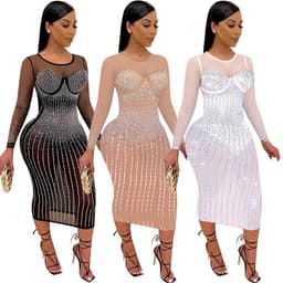 image-Vinia Diamond Milk Silk Dress - Black