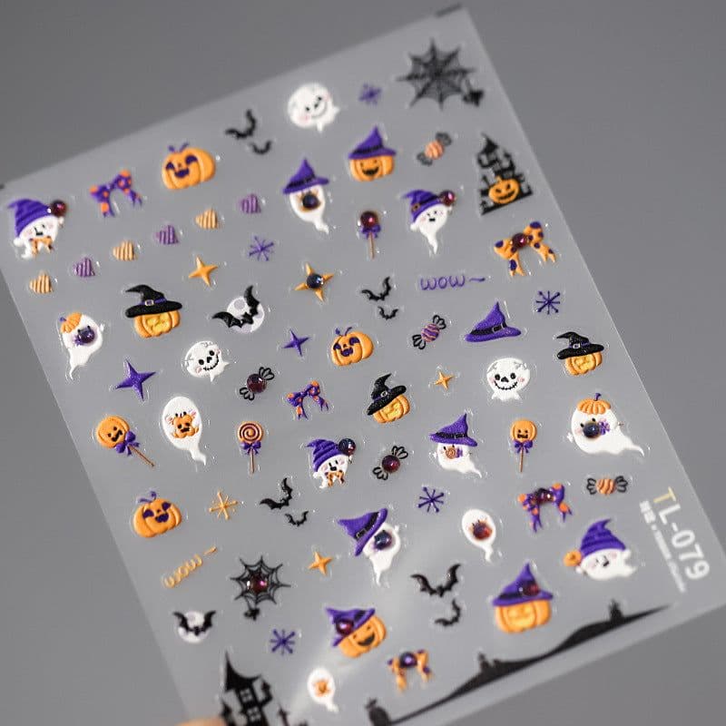 image-tensor Halloween Pumpkin Nail Stickers Diamond Series