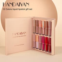 image-HANDAIYAN 12 Color Matte Lip Gloss Set - Non-Stick Cup