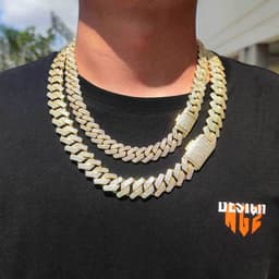 image-Europe and the United States 20mm diamond-studded hip-hop Cuban chain necklace HIPHOP street fashion full of zircon men's large gold chain