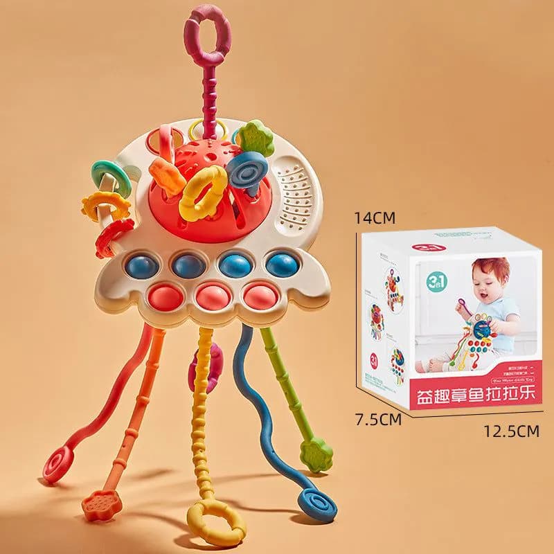 image-Baby Puzzle Fun Finger Pumping Toys Can Be Pressed And Bite Enlightenment Early Education Octopus Lala Toys