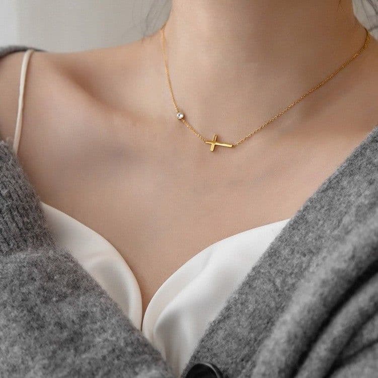 image-Titanium Steel Diamond Necklace - Women's Clavicle Chain