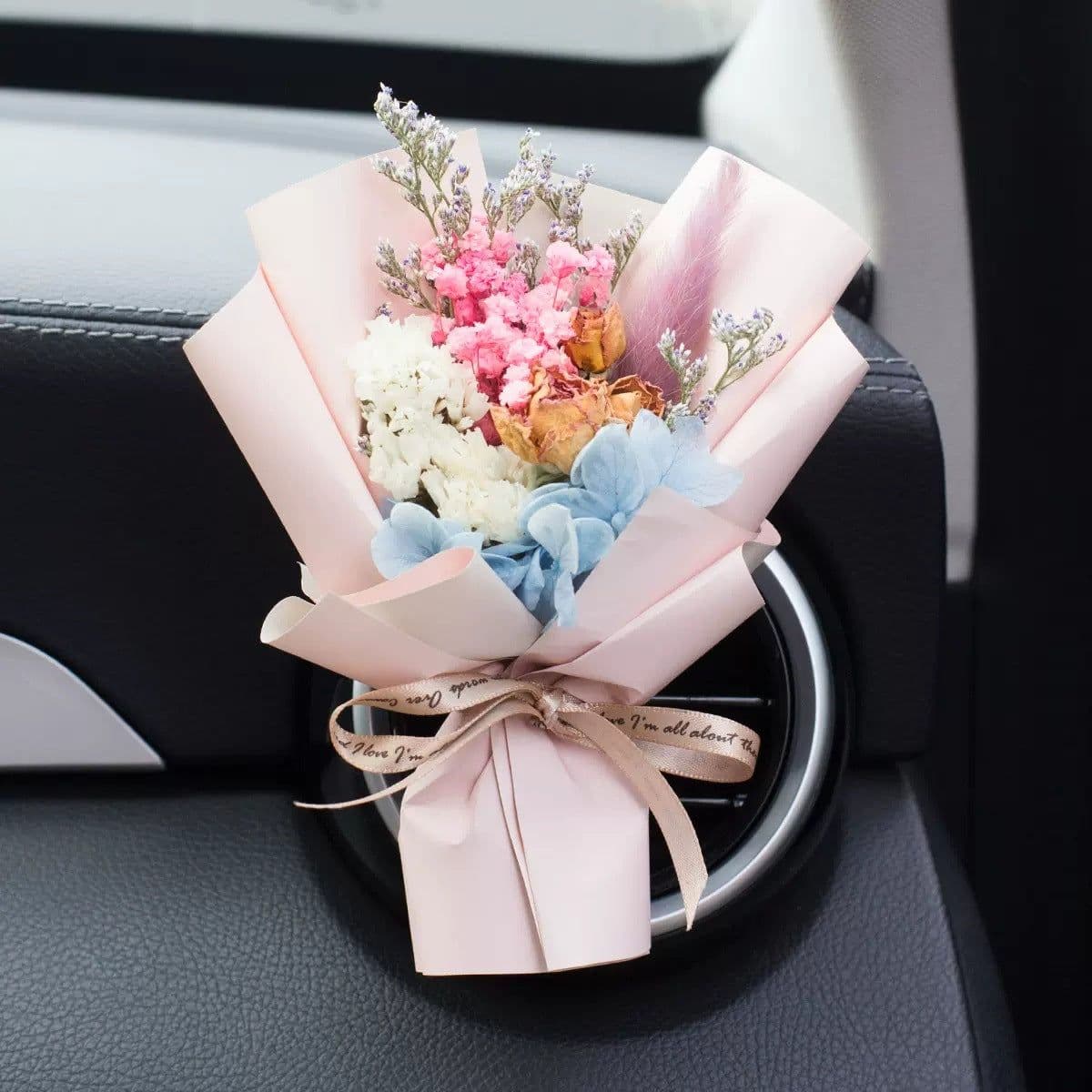 image-Aromatherapy Clip Bouquet - Beige Hydrangea Car Fragrance Decor
