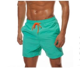 image-Cross-border new summer sports and leisure solid color men's quarter shorts breathable lotus leaf mesh men's beach pants