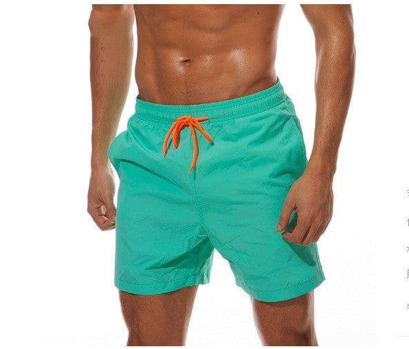 image-Cross-border new summer sports and leisure solid color men's quarter shorts breathable lotus leaf mesh men's beach pants