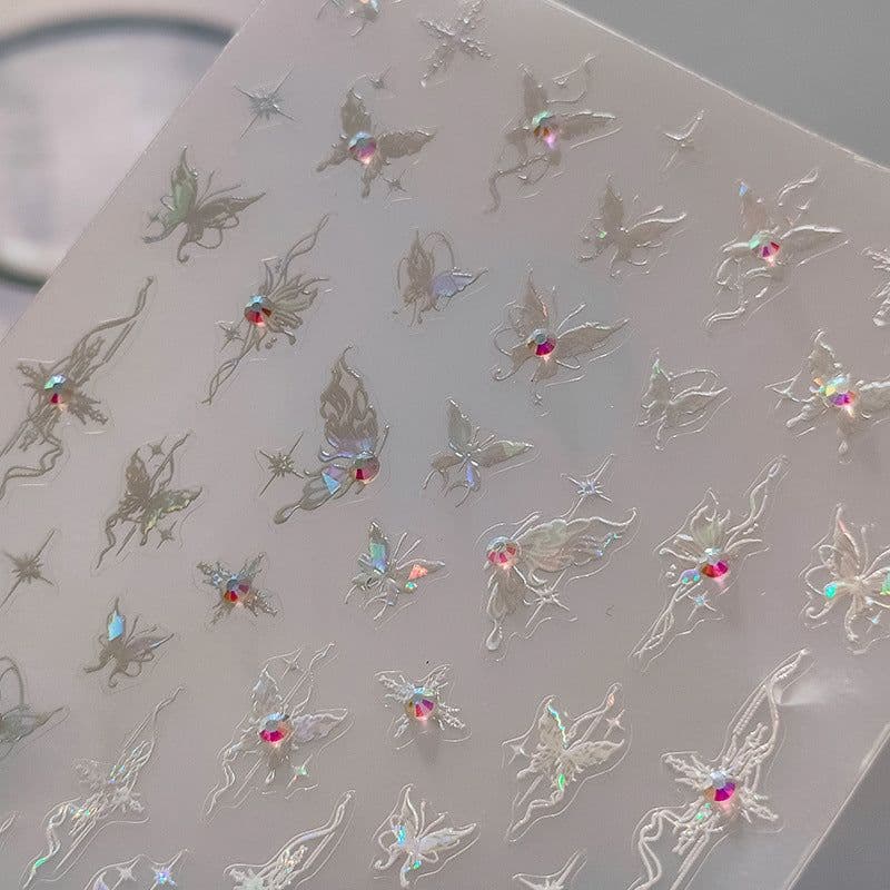 image-Iron element butterfly 5D nail stickers - diamond