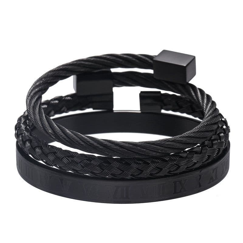 image-Stainless Steel Geometric Bracelet Men - Retro
