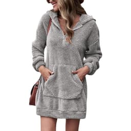 image-Women's Fleece Hoodie Jacket - Loose Fit Long Sleeve 3XL