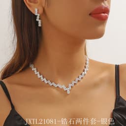 image-Crystal Zircon Bride Wedding Jewelry Set Necklace