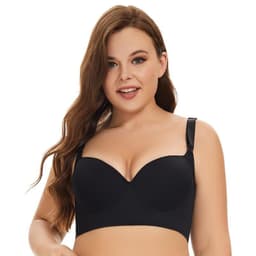 image-Sexy Push-Up Bra, Large Size Anti-Sagging Underwire Deep V