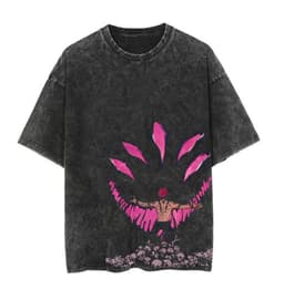 image-Washed Black Cartoon T-shirt, XXXL, Breathable Cotton