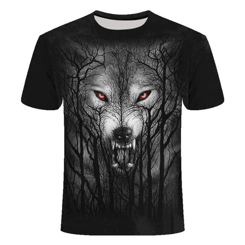 image-Wolf 3D Print T-Shirt - Black Short Sleeve