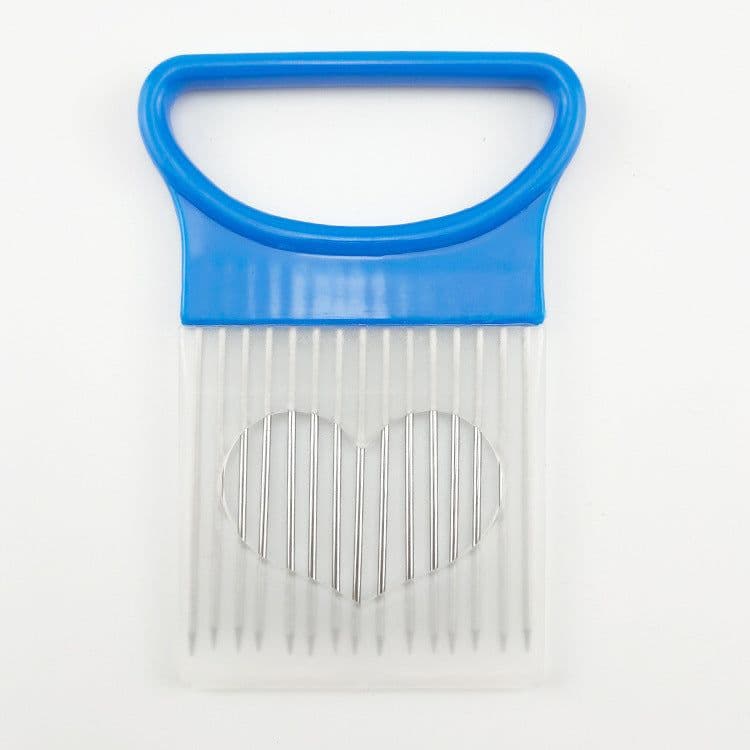 image-Lutai Stainless Steel Onion Needle Cutter - Green Multifunction Vegetable Slicer