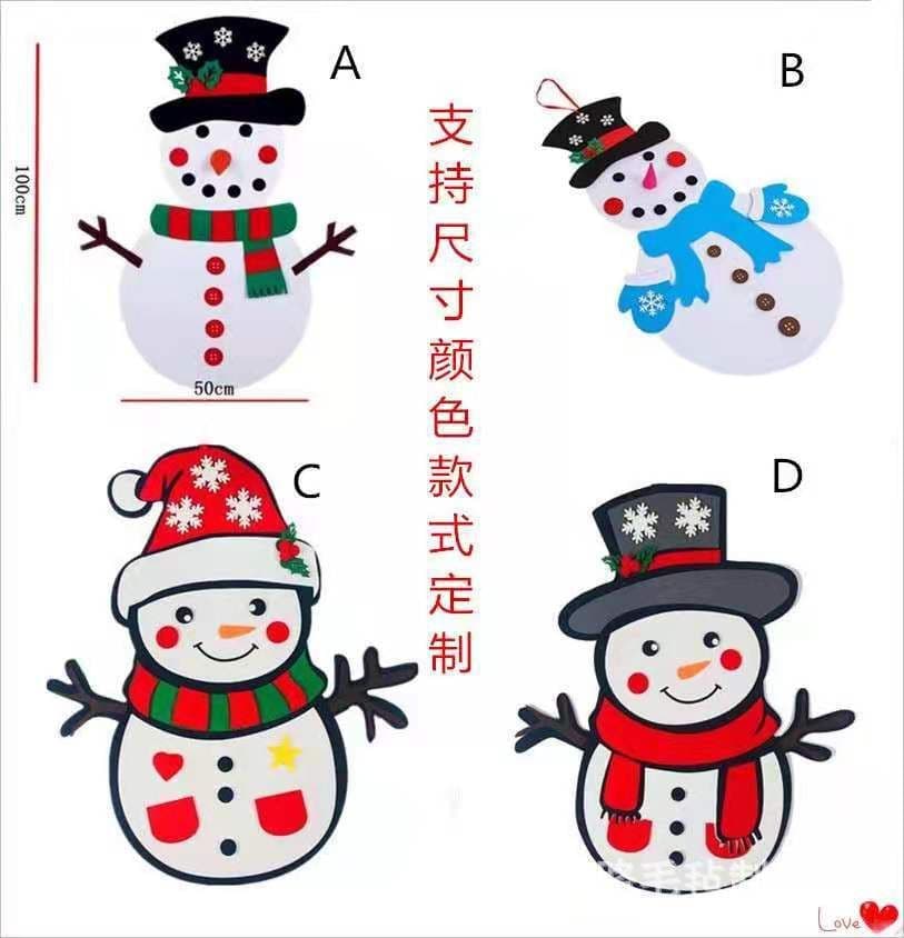 image-Felt Christmas Snowman - 110cm Wool Chemical Fiber - DIY Gift for Kids