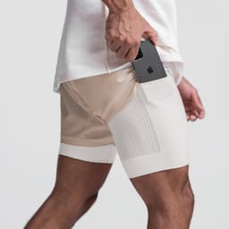 image-European Men's Quick-Dry Muscle Sports Shorts 4XL Beige White