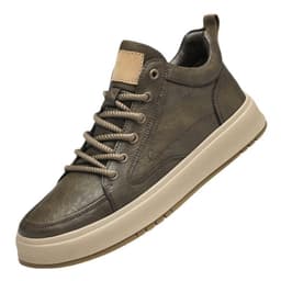 image-Two-layer cowhide men's shoes autumn new flat-heel soft-soled shoes trendy all-match breathable genuine leather casual leather shoes beige
