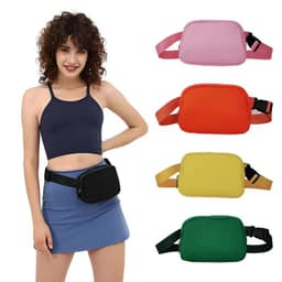 image-Sports Fitness Waist Bag - Orange Nylon Unisex