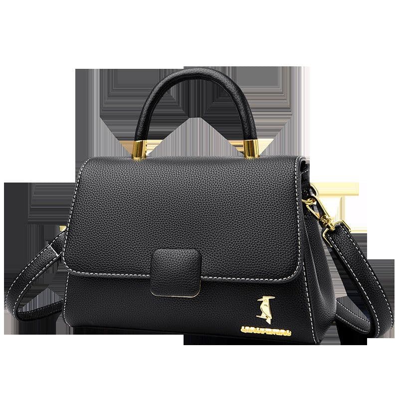 image-Genuine Leather Shoulder Bag - Brown Square