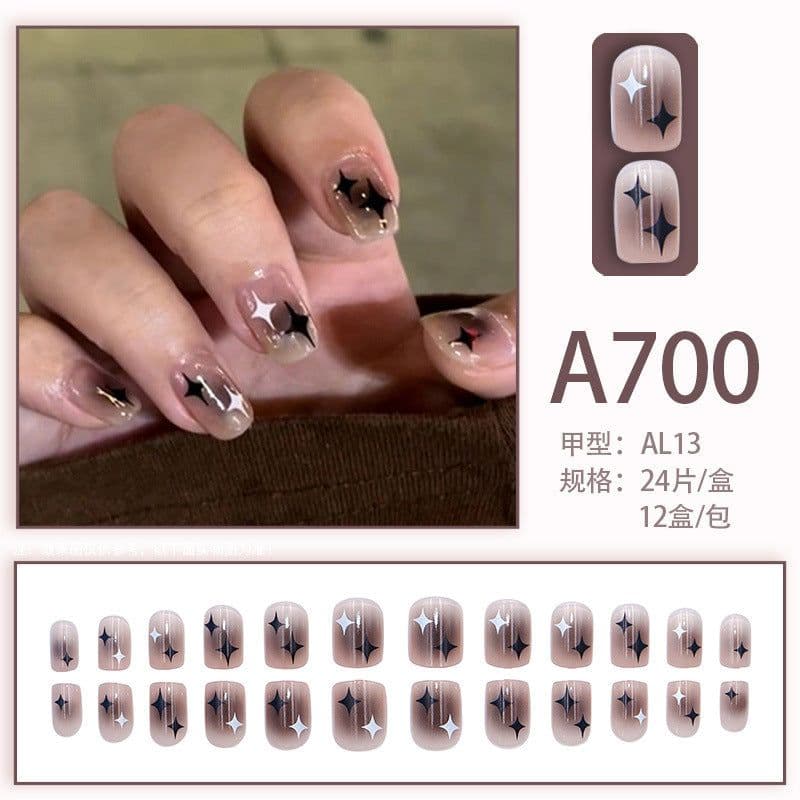 image-Autumn and winter gentle, sweet and pure desire INS style manicure wear nail polish girl whitening printed ice transparent fake nail polish