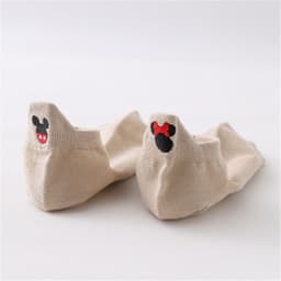 image-Women's Cotton Boat Socks - Embroidered Heart Khaki