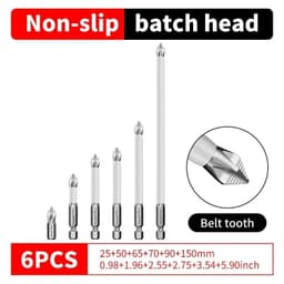 image-6 PCs Non-Slip Magnetic Cross Head Household Electric Driver Screw Set - High Hardness Hand Drill Bits for Electric Screwdrivers