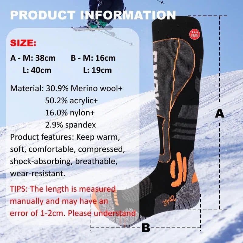 image-High Quality Merino Wool Knee High Long Ski Socks Men Women Winter Outdoor Thermal Hiking Snowboard Thicken Warm Sports Socks