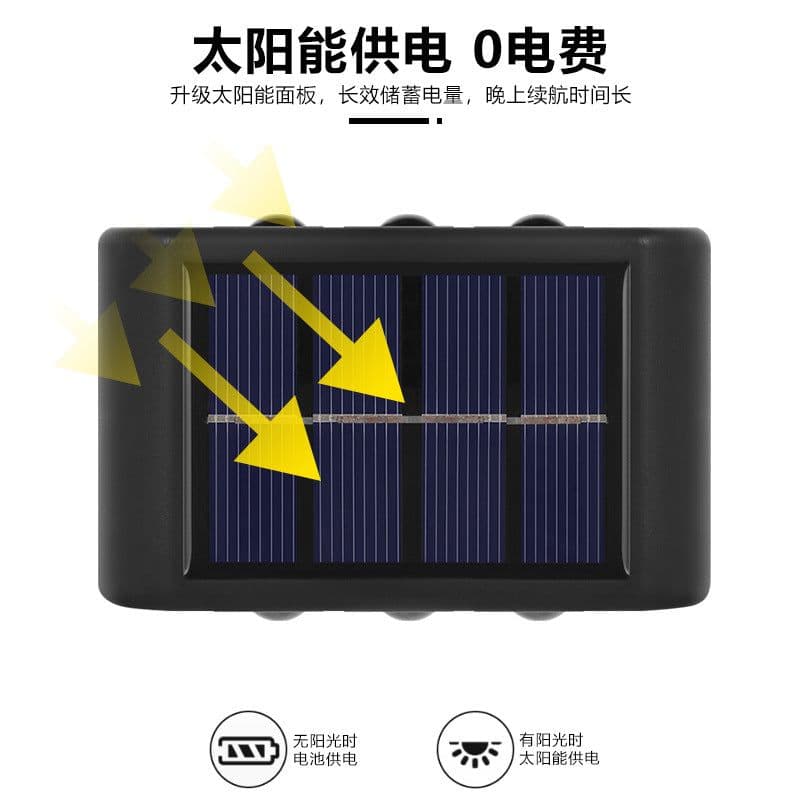 image-Solar outdoor garden lamp home wall lamp decoration layout wall washing wall new up and down luminous atmosphere wall lamp