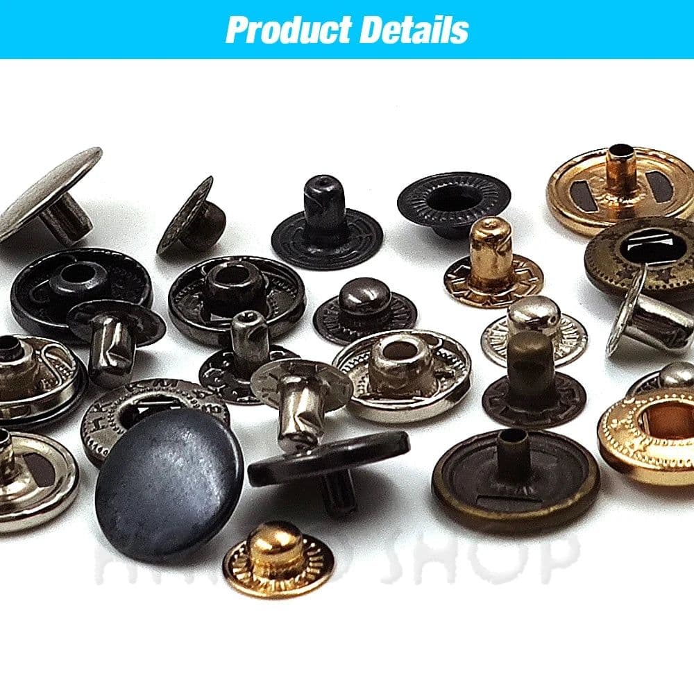image-50set Snap Fasteners Metal Snaps Press Button Studs Optional Installation Tools Kit For Leathercraft Clothes Garment Bags Shoes