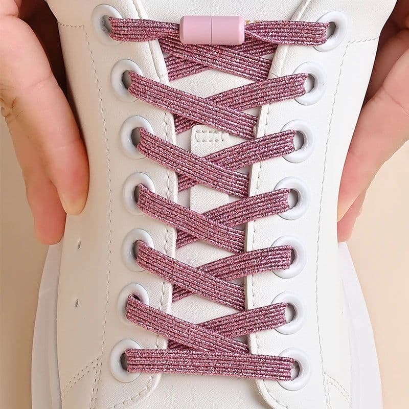 image-1Pair No Tie Shoe Laces Colorful Buckle Shoelaces Pearl Light Colorful Fashion Without Ties Elastic Laces Sneaker Kids Adult