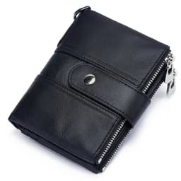 image-KAVIS 100% Genuine Leather Rfid Wallet Men Crazy Horse Wallets Coin Purse Short Male Money Bag Quality Designer Mini Walet Small