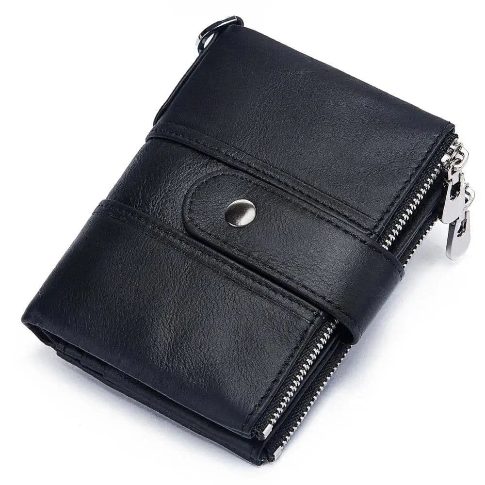 image-KAVIS 100% Genuine Leather Rfid Wallet Men Crazy Horse Wallets Coin Purse Short Male Money Bag Quality Designer Mini Walet Small