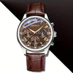 image-GENEVA High Quality Men's Luxury Belt Fashion Quartz Watch Men Round Business Student Sport Waterproof Glow Clock