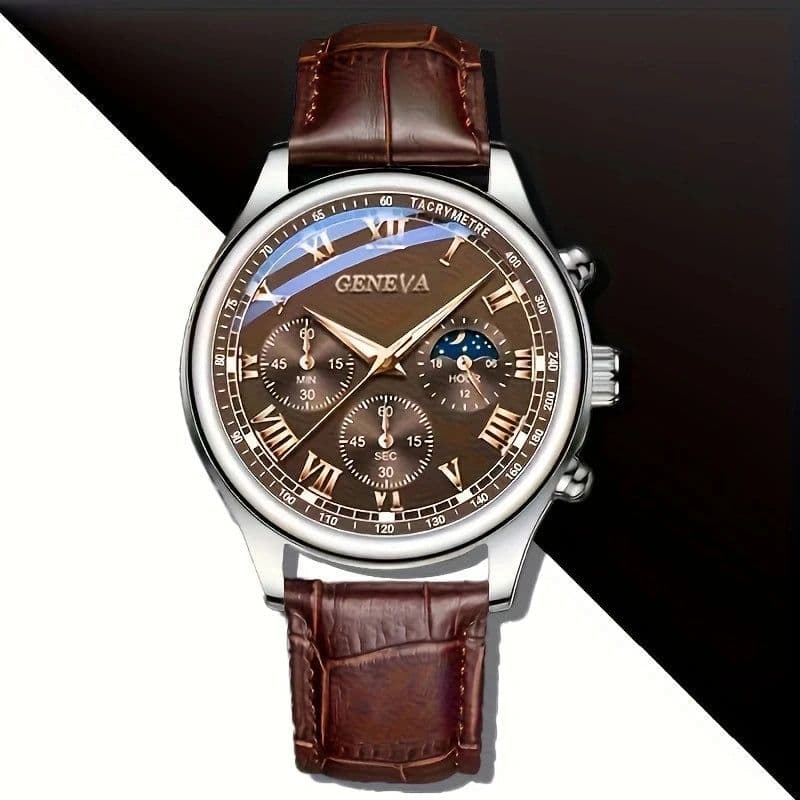 image-GENEVA High Quality Men's Luxury Belt Fashion Quartz Watch Men Round Business Student Sport Waterproof Glow Clock