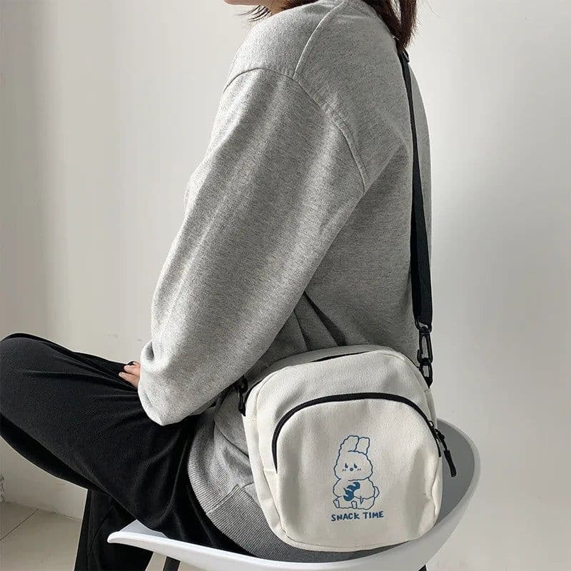 image-Cute Rabbit Canvas Women Small Crossbody Bag Casual Student Girls Messenger Bags Vintage Ladies Phone Purse Handbag Shoulder Bag
