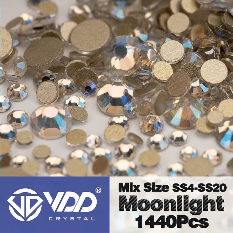 image-VDD SS4-SS20 Mix Size Clear Crystal Non-Hotfix Gold FlatBack Rhinestones Decorations DIY Glitter Stones 3D Nail Art Accessories