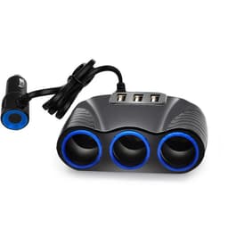 image-3 USB Port 3 Way 3.1A Blue Led Car Cigarette Lighter Socket Splitter Hub Power Adapter 12V-24V For iPad Smartphone DVR GPS