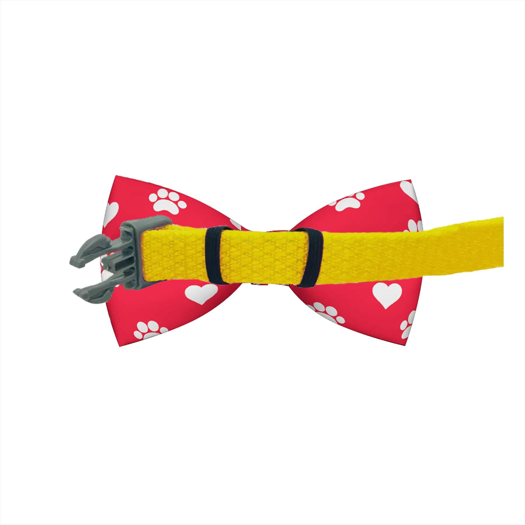 image-Valentines Day Paw Prints & Hearts Red Dog Bow Tie