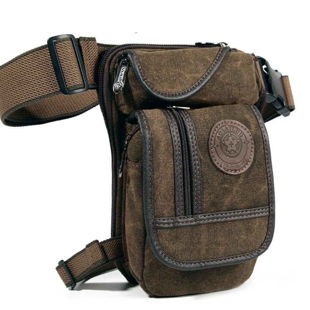 image-High Quality Men's Canvas Drop Leg Bag Military Motorcycle Multi-purpose Messenger Shoulder Bags Belt Hip Bum Waist Fanny Pack