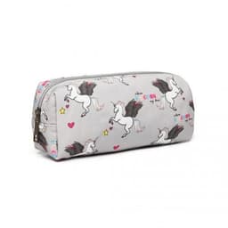 image-PC-UN - MISS LULU UNICORN CANVAS PENCIL CASE - GREY