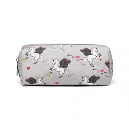 image-PC-UN - MISS LULU UNICORN CANVAS PENCIL CASE - GREY