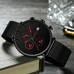 image-CRRJU Mens Watches Luxury Sport Wrist Watch Unique Design Stainless Steel Auto Date Mesh Strap Men Fashion Casual Quartz Watches