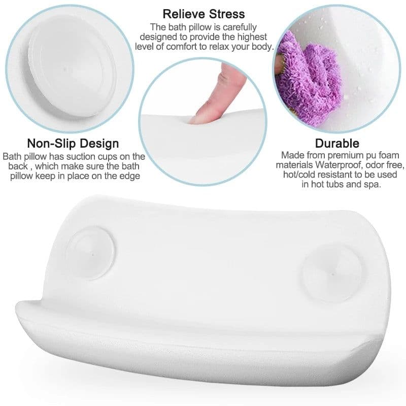 image-SPA Bath Pillow Non-slip Bathtub Headrest Soft Waterproof Bath Pillows with Suction Cups Easy To Clean Bathroom Accessories