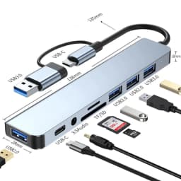 image-8 in 2 USB +Type C HUB Docking Station with 3.5mm Audio Jack Adapter Micro SD Card Reader Laptop Tablet Phone Disk Converter