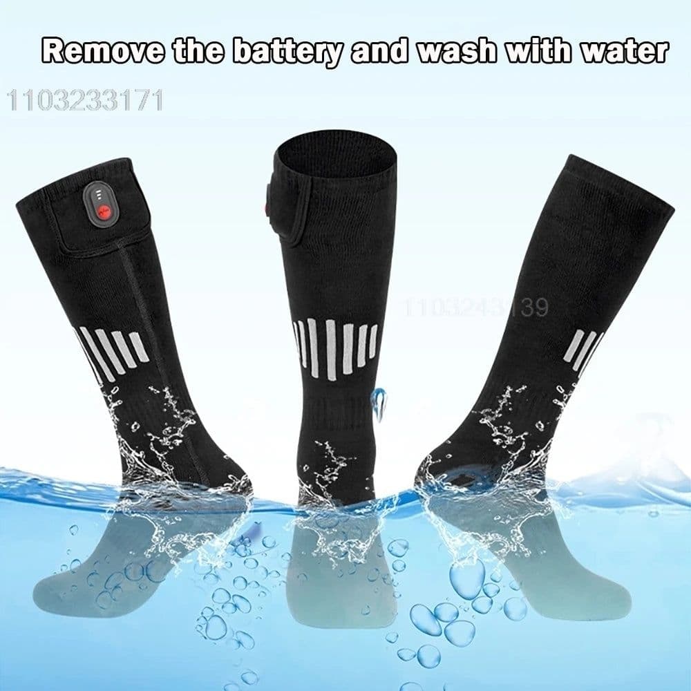 image-Heated Socks Rechargeable 5000mah Electric Heated Skiing Socks Snowboarding Outdoor Sports Foot Warmer Winter Thermal Socks